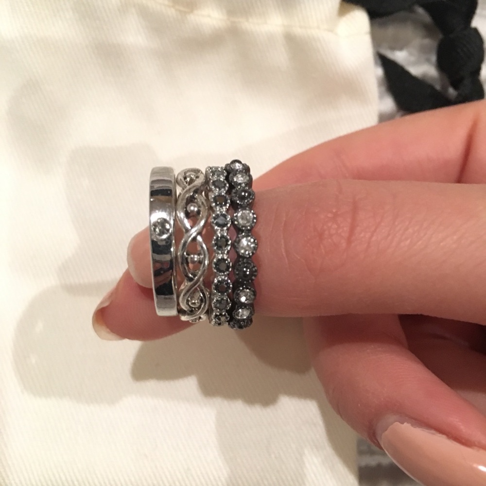 Black/Silver Ring Set with Gems